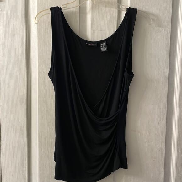 New York & Company stretch faux wrap black open front  sleeveless tank size M - Picture 1 of 7